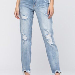 Destroyed Hem Beach Splash Boyfriend